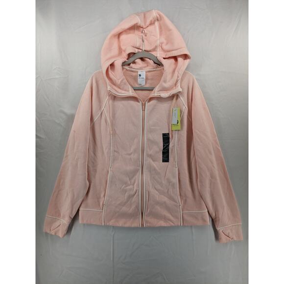 All in Motion Full Zip Hooded Sweatshirt Fleece Large Blush Pink Hoodie Jacket - Picture 8 of 8